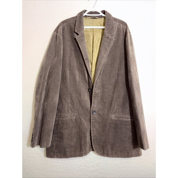 Gap Other - Gap Men XL Brown Suede Cotton Academia Y2K‎ VTG Preppy 2-Button Blazer Grandpa